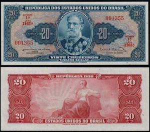 BRAZIL 20 CRUZEIROS (P168b) N. D. (1963) UNC - Picture 1 of 1