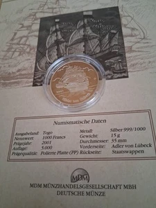 Verkaufe MDM Silbermünze (PP) - Bild 1 von 3