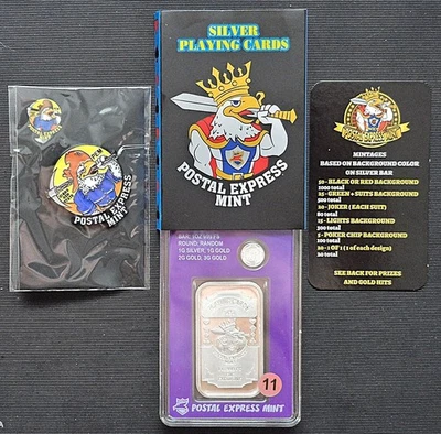 2025 1OZ BAR + 1 GRAM RD .999 SILVER POSTAL EXPRESS MINT LTD ACE #11/25 - Image 1 of 4