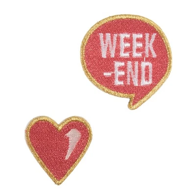 Iron and Sew on: Motif B: Love Weekend: 3.5 x 3.4cm: Pack of 3 - Image 1 of 2