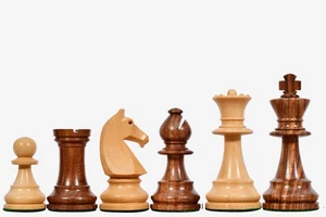 Reproduit 90s Français Chavet Championnat Échecs Pièces Sheesham & Buis 9.1cm - Picture 1 of 8