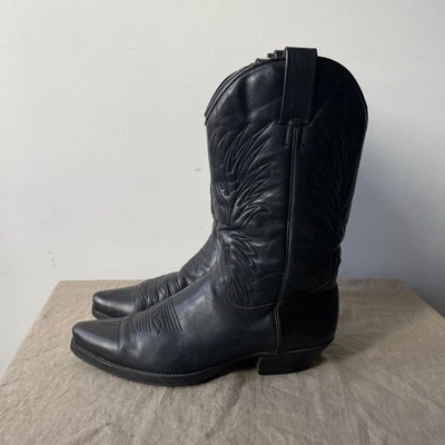 Stivali da cowboy western Tony Mora vintage da uomo made in Spain in pelle nera taglia 42 - Immagine 1 di 4