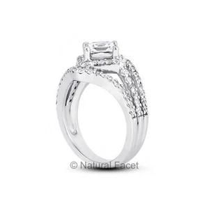 Anillo de piedra lateral con halo de diamantes naturales certificados princesa E/VS1 3,40 quilates E/VS1 - Imagen 1 de 3