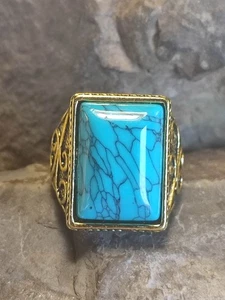Herren Ring Gr 59 in Gold Marmor Design Antikdesign Osmane Sultan Araber Scheff - Picture 1 of 5
