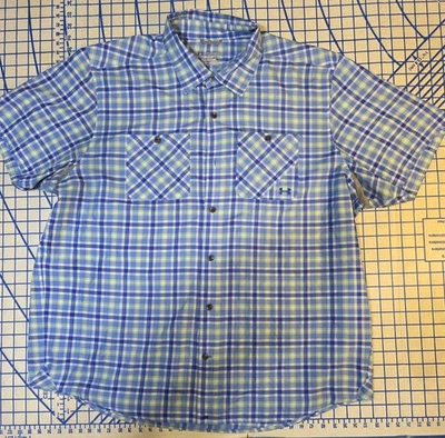 Рубашка рыболовная мужская Under Armour Heat Gear вентилируемая синяя размер 2XL короткий рукав - Изображение 1 из 4