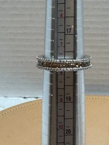 Suzy Levian Sterling Silver Princess Cut Brown Cubic Zirconia Eternity Band - Picture 1 of 4