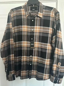 HUGO BOSS Mens Stretch Shirt Liam-Kent Regular Fit Red Striped XXL - Picture 1 of 5