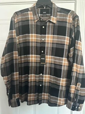 HUGO BOSS Mens Stretch Shirt Liam-Kent Regular Fit Red Striped XXL - Image 1 of 4