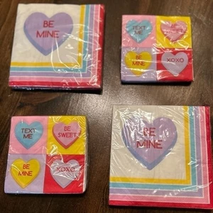 Valentine’s Day Hearts Be Mine Text Me Set Of 4 Napkins Brand New In Package - Picture 1 of 5