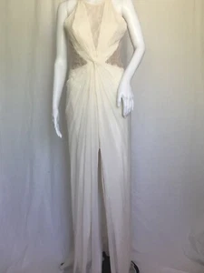 Vestido para mujer BCBG Maxazria blanco crema beige talla 4 cuello redondo floral encaje - Imagen 1 de 10