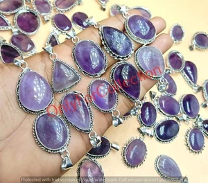 Antique Amethyst Gemstone 925 Sterling Silver Plated Wholesale Pendants Lot - Picture 1 of 8