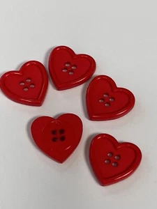 Botones Corazón Rojo 23mm x5 - Imagen 1 de 1