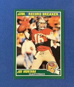 1989 Score Joe Montana #329 Record Breaker Football Card Sharp SF 49ers
