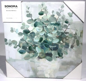 16 x 16 Leinwandbild strukturiert Wandbild Dekor grün, türkis, Blumen, Vase * SOMOMA - Bild 1 von 8