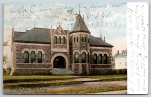Postcard Fairfield, Library Building Maine Posted - Picture 1 of 2