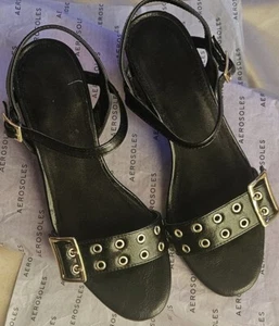 Aerosoles Women's Mid Town Sandal/Heel. Ankle Strap. Gold Tone Buckle At Toe S8 - Picture 1 of 4