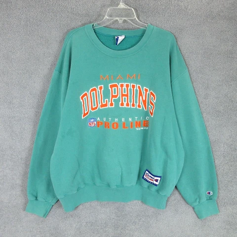 Vintage Miami Dolphins Pro Line Champion Crewneck Sweatshirt XXL NFL Authentic Cover