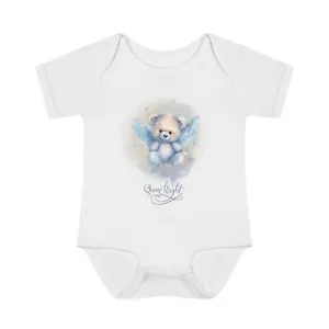 Shine Bright Infant Rib Bodysuit, Teddy Bear with Angel Wings, Newborn One Piece - Picture 1 of 18
