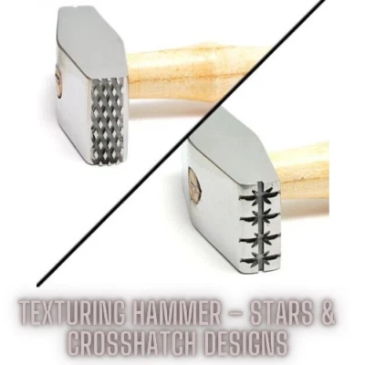 Texturing Hammer Texture on Metal Surface Stars & Crosshatch Designs Patterns - Image 1 of 4