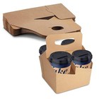 MT Products Brown Paperboard 4 Cups Drink Holder with Handle - Pack of 30