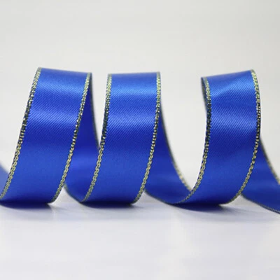 20 Yards Double Face Gold Metallic Edge Satin Ribbon 6mm 9mm - Image 1 of 3