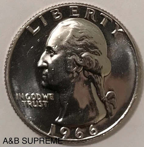 1966 SMS Washington Quarter Dollar Gem Bu Proof Like Cover