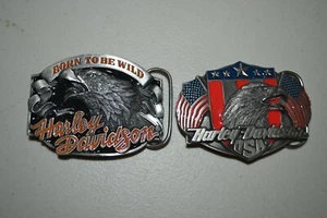 1989 & 1992 Siskiyou Harley Davidson Eagle Head Belt Buckles Lot of 2 - Picture 1 of 6