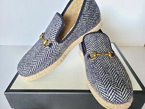 NEW Authentic Gucci Men's Fria Loafer Espadrille Wool 9 / 9.5 US