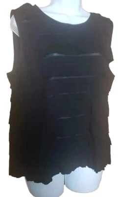 Женский пуловер Laura Ashley Ruffle Tank черный эластичный вязаный многоярусный без рукавов  - Изображение 1 из 4