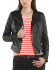 ROXA Women Black Leather Jacket 100% Authentic Sheepskin Biker Premium Soft Coat