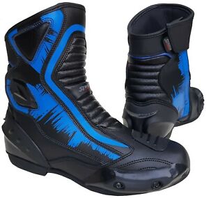 MENS BLACK LEATHER MOTORBIKE / MOTORCYCLE RACING BOOTS SPORTS SHORT SUMMER SHOES
