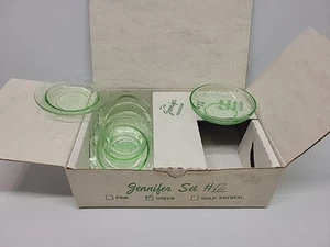 Vintage SET #12 Mosser Green Glass Miniature Jennifer NIB NOS 5 bowls - Picture 1 of 7