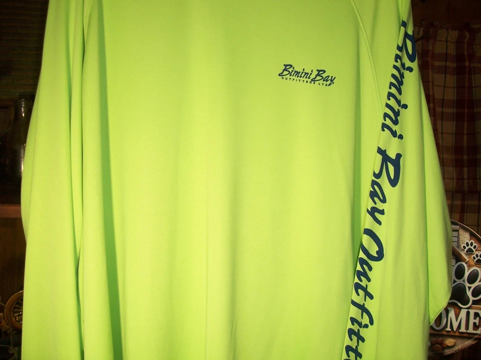 CAMISA BIMINI BAY HOMBRE MANGA LARGA RENDIMIENTO TALLA XL VERDE TEMA PESCA NUEVA Foto 1 de 2