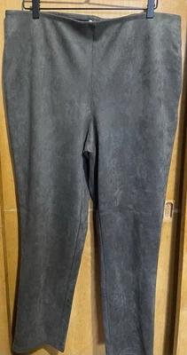 Calça Marla Wynne tamanho 18 zíper lateral verde elástica cintura alta camurça sintética nova sem etiquetas - Imagem 1 de 4