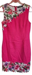 Karl Lagerfeld Paris Pink Tweed Floral Embroidered Dress Size 8 - Picture 1 of 3