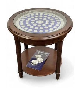 Danbury Mint Uncirculated US State Quarters End Table Wood Display New in box - Picture 1 of 8