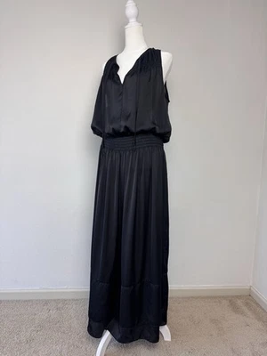 Maxi Vestido PROLOGUE Sin Mangas Negro Sedoso Elástico Cintura Ajustada Talla Grande Foto 1 de 4