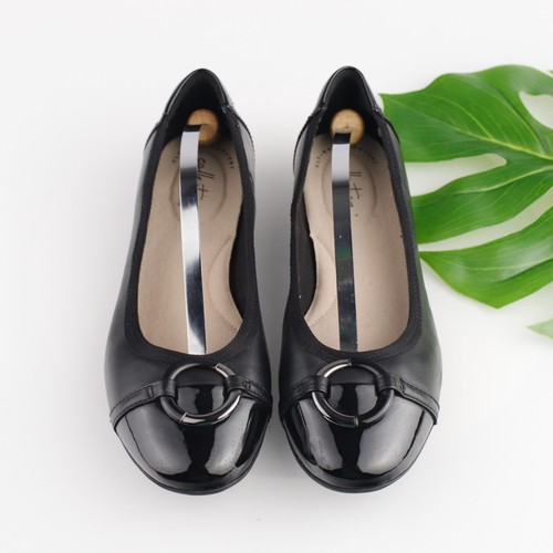 Scarpa Clarks donna Gracelin Wind Ballet flat taglia 9 5 M in pelle nera punta a cappuccio