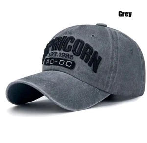Unisex Distressed adjustable, Washed Black CAPRICORN HAT Casual Sport Baseball - Picture 1 of 2
