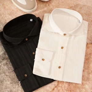 Kiton Linen blend men's dark long-sleeved shirt - Imagen 1 de 14