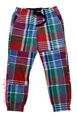 Polo Sport Ralph Lauren 拼布马德拉斯格子远足慢跑裤,尺寸 L,全新带标签 — 第 1/4 张图片