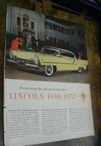 1957 Lincoln Premiere 4-dr yellow hardtop mid-size-mag car ad-"dramatically new - Picture 1 of 1