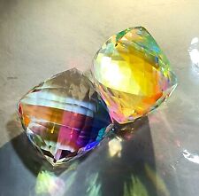 100 Ct Natural Cube Cut Rainbow Mystic Quartz Certified Loose Gemstone (2 PAIR )