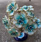 Artificial Flowers Tree in box w Turkish Blue Evil Eye Amulet Home Decoration 