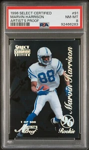 1996 Select Certified Artist's Proof Marvin Harrison RC 1 of /500 Card #91 PSA 8 - Bild 1 von 2