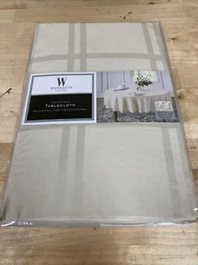 NEW Wamsutta Spill Proof 70 In Round Microfiber Tablecloth - Oyster - Picture 1 of 3