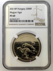 HUNGARY 2000 FORINT AGAR HUNTING DOG GREYHOUND NGC PF 69 2021 - Picture 1 of 2
