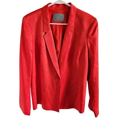Blazer Clásico Clásico Entier Mujer Mezcla de Lino Talla 14 Un Botón Coral Oscuro Foto 1 de 4