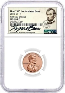 2019 W 1C Uncirculated Lincoln Cent NGC MS69 RD First Day of Issue Lyndall Bass - Picture 1 of 2