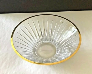  Home Decor Heavy 5 LBS Crystal Cut 10-1/2”dia Bowl w/Gold Trim Made in Slovenia - Picture 1 of 6